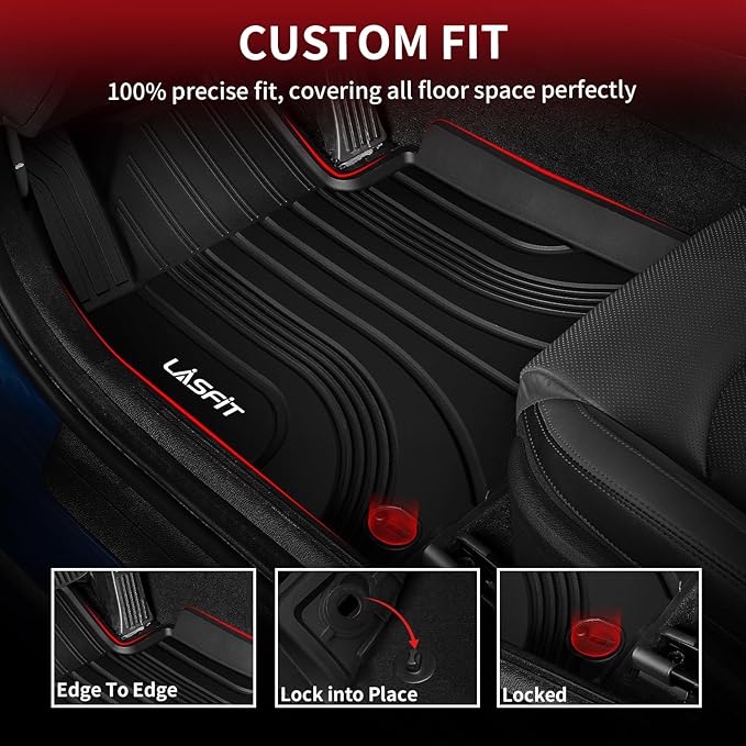 LASFIT Floor Mats for Hyundai Tucson 2026 2025 2024 2023 2022 (Not for Hybrid & PHEV), Custom Fit TPE All Weather Floor Liners 1st & 2nd Row Car Mats Accessoires for Hyundai Tucson 2022-2026, Black