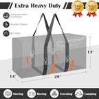 6 Pack Moving Bags with Full-Open Side Zipper, Extra Large 93L Heavy Duty Waterproof Foldable Storage Totes for College Dorm,