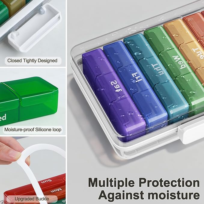 CTIME 4-Tier XL Medicine Organizer with Leather Handle - Portable Pill Case & Empty First Aid Kit for Home, Travel, RV, Schoo