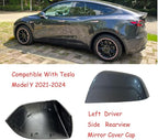 Compatible with Tesla Model Y Side Mirror Cover Replacement 2021 2022 2023 2024, Left Driver Side Rearview Mirror Cover Cap for Model Y Accessories(Silver)