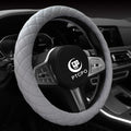 Soft Car Steering Wheel Cover for Sedan, SUV, Warm Luxury Velvet, Odorless, Universal, Anti Slip, Summer Winter, Gray, Large 