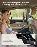 KUXIU Magnetic Wireless Charging Car Headrest Tablet Holder for iPad Pro 12.9/Air 13 M2/M3, Tablet Car Back Seat Mount with Air Vent Stand,Road Trip Essentials Holder for iPad Pro 12.9 3rd/4th/5th/6th
