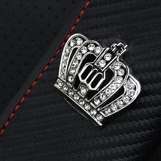 HYL World 2PCS Car Accessories Leather Car Seat Belt Cover Seat Belt Shoulder Pads with Bling Crystal Crown Decor,Black