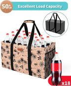 MHOMER Reusable Grocery Bags Extra Waterproof Large Utility Tote Bag with Carrying Handles Foldable Shopping Bags for Storage Space Saving Reinforced Bottom Durable Oxford Fabric Coconut Pattern