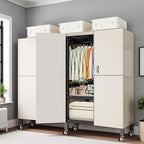 Foldable Portable Wardrobe On Wheels, Freestanding Garment Rack, with Magnetic Door 2000lbs, Heavy Duty Clothes Rack, for Bed