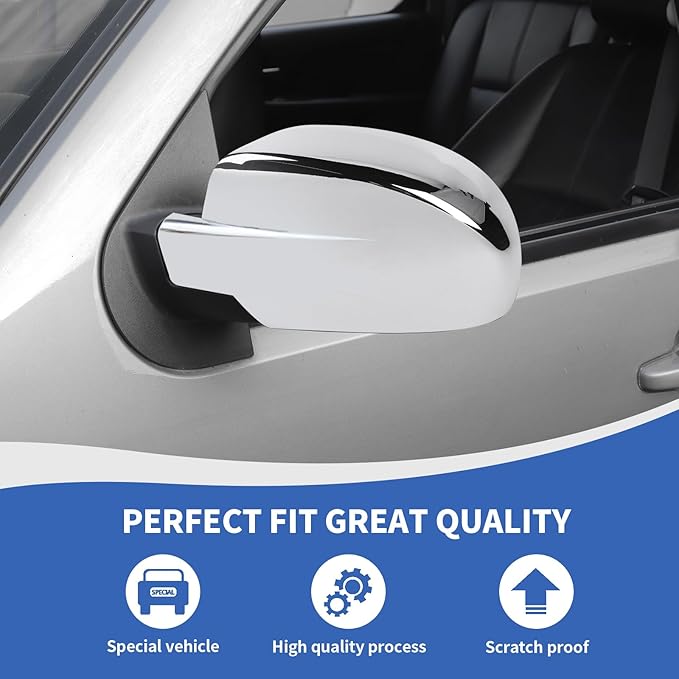 RAZPOY Rearview Mirror Cover Side Mirror Shell Trim Compatible with Chevy Silverado & Suburban & Tahoe & GMC-Yukon & GMC-Sierra & Cadillac Escalade 2007-2013, Chrome