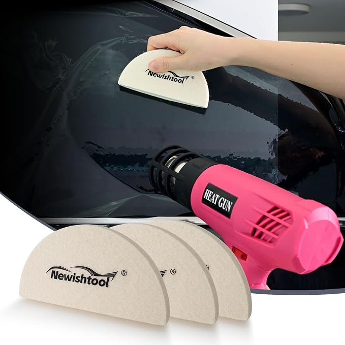NEWISHTOOL 3 PCS Wool Felt Squeegee Window Tint Tools, Scratch Free Soft Woolen Squeegee for Vinyl Wrap, Glass Tint Film, Car Wrapping, PPF Installation