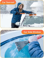 EcoNour 27" Car Snow Brush and Ice Scraper (2 Pack) | Aluminum Snow Scraper for Cars with Ergonomic Foam Grip | Scratch-Free Windshield Ice Scraper and Snow Remover for Cars and SUVs