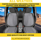LINGVIDO Car Seat Covers Full Set (5 Seats) - Premium Perforated Nappa Leather, Waterproof Shield, Omni-Adapt Fit SUVs Sedans