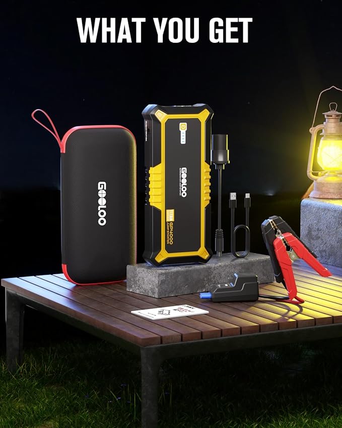 GOOLOO GP4000 Jump Starter 4000A Peak Car Starter (All Gas,up to 10.0L Diesel Engine) SuperSafe 12V Lithium Jump Box,Auto