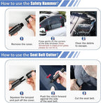 4 Pack Safe Hammer Glass Breaker Underwater, 2-in-1 Car Safety Hammer Window Breaker and Seatbelt Cutter, Car Accessories, 1s
