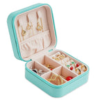 Neveika Portable Travel Mini Jewelry Box Leather Jewellery Ring Organizer Case Storage Gift Box Girls Women (bluex2).