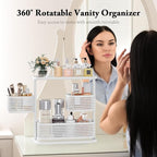 3-Tier Rotating Bathroom Counter Organizer, Vanity Tray for Makeup & Skincare, Countertop Spice Rack Storage, Space-Saving Sh