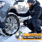 Snow Chains for Car Tires, Tire Chains for Passenger Cars, Sedan, SUVs, Quick Fit & Easy Installation, Portable Reusable Emer