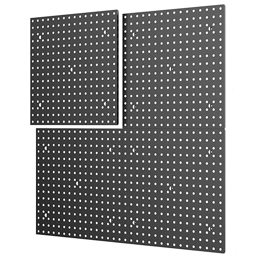 TORACK 4 PCS 16 x16 in Pegboard Panels for Wall Garage Tools Organizer Pegboard for Workbench, Modular Peg Board Tool Board(P