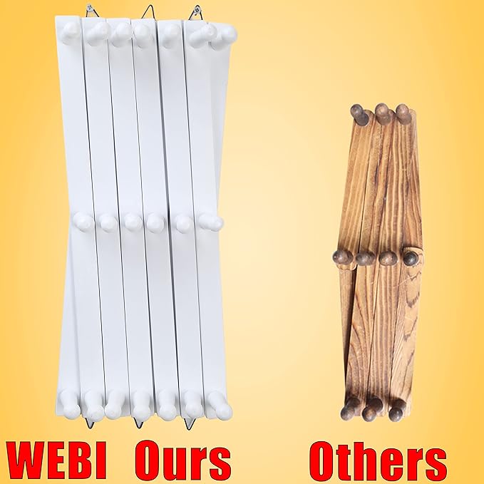 WEBI Accordion Wall Hanger,Wooden Expandable Coat Rack Wall Mounted,Accordion Hat Rack for Wall,Accordion Hook Rack for Hats,