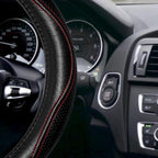 HAOKAY Top Grade Black Genuine Leather Steering Wheel Cover Women Men, Luxury Steering Wheel Cover for Cars, SUVS and Trucks, Universal 14.5-15 inch