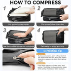 BAGAIL 6 Set Ultralight Compression Packing Cubes Packing Organizer for Travel Accessories Luggage Suitcase Backpack