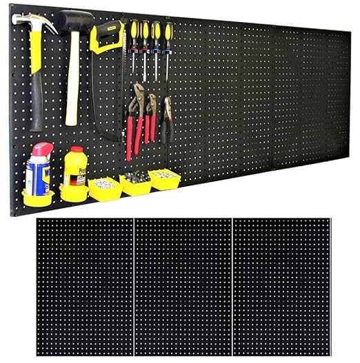 WallPeg Pegboard Kit - 3 ea. 24"x16" Black Peg Boards Panels - Made in USA