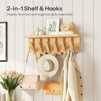 HOOBRO Wall Hooks with Shelf, Coat Rack with Shelf Wall-Mounted, Entryway Wall Key Holder, Hat Rack for Walls, Purse Hanger f