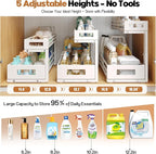 2-Pack 20.47"Deep Under Sink Organizer And Storage,2-Tier L-Shaped Pull Out Cabinet Organizer with Upgraded Slide Rails,Heigh