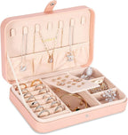 LANDICI Small Jewelry Box for Women Girls, PU Leather Travel Jewelry Case, Portable Jewelry Organizer Storage Holder Display 
