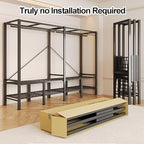 Portable Foldable Wardrobe Closet with Cover, Metal Garment Rack for Clothes Storage, Space-Saving Organizer for Bedroom, 151