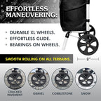 Ultra-Lightweight Black Foldable Shopping Cart for Groceries Large 42L Capacity Rubber Wheels, Removable Insulated Bag Liner, Durable Aluminum Frame, Multi-Function Personal Hand Truck