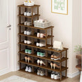 AFOORD Vertical Shoe Rack-Tall Narrow Shoe Rack Organizer for Small Spaces,17Tier Bamboo Shoen Shelf for Entryway,Closet,Corn