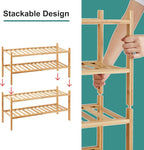 viewcare 4-Tier Bamboo Shoe Rack for Entryway, Stackable | Foldable | Natural, Shoe Organizer for Hallway Closet, Free Standi