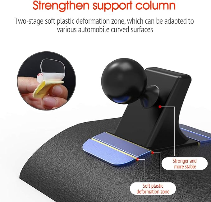 Car Phone Mount Without Magnetic, Stick On Dashboard 360° Rotatable Universal Cell Phone Holder with Ultra-Lock Quick Mount Strongest Adhesive Compatible with iPhone/Google 【Series C - 1st Gen】