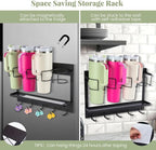 CINPIUK Water Bottle Organizer Holder, Magnetic Cup Rack Storage for Stanley & Large Tumbler, Space Saving Wall Mount Bottle 