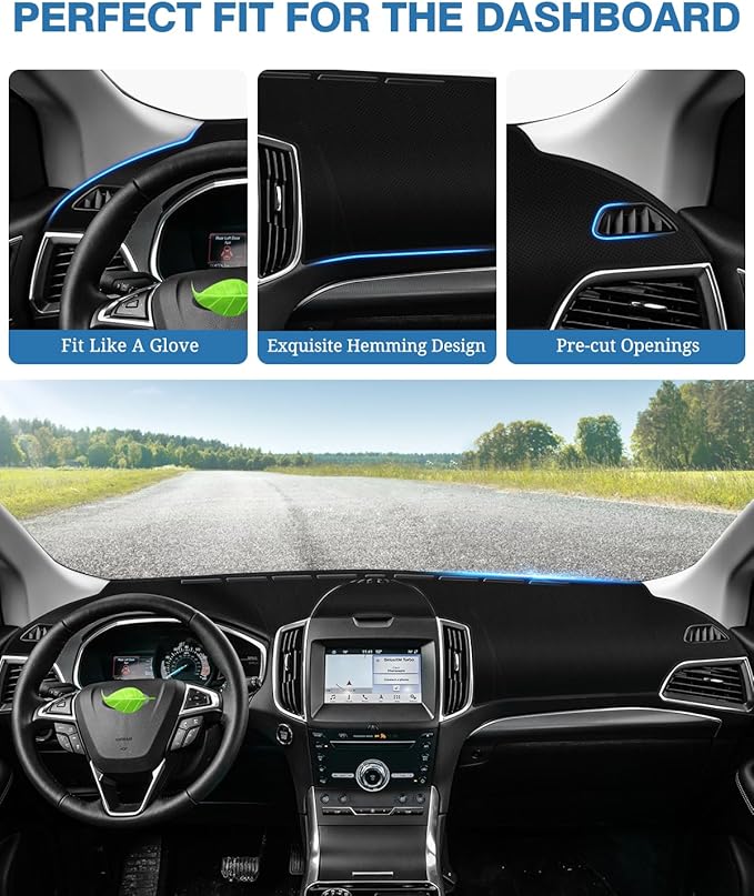 FIILINES Dash Cover for Ford Edge 2015-2025, Dashboard Cover Edge Accessories Dashboard Mat Sunshade Nonslip Mesh Protector N