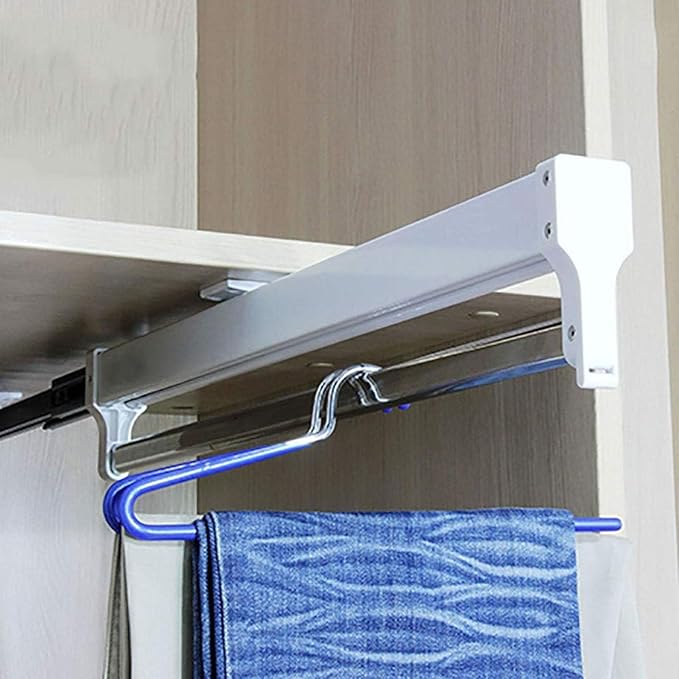 Pull Out Clothes Rail Extendable Clothes Rail - Pull Out Clothes Hanger Rail, Sliding Wardrobe Closet Rod, Adjustable Wardrob