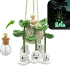Crochet Glowing Ghost Car Air Freshener, Halloween Car Decor, 15ml Refillable Oil Diffuser Bottle with Hanging Crochet Decor 