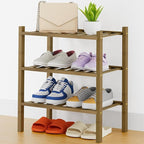 Smiry Shoe Rack, 3 Tier Thick Small Bamboo Shoe Organizer, Stackable Free Standing Wooden Shoe Storage Shelf for Closet, Entr