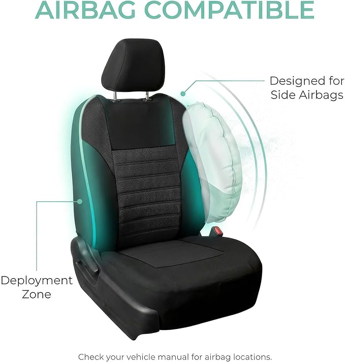 FH Group Automotive Car Seat Covers Front Set Premium 3D Air Mesh Front Seat Covers, Airbag Compatible Universal Fit Interior