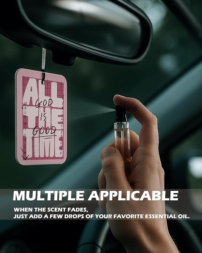 Retro Pink Christian Car Air Freshener 4 Pcs, Neutral Bible Verses Hanging Air Freshener for Cars Bathroom Dorm Books Decor, 