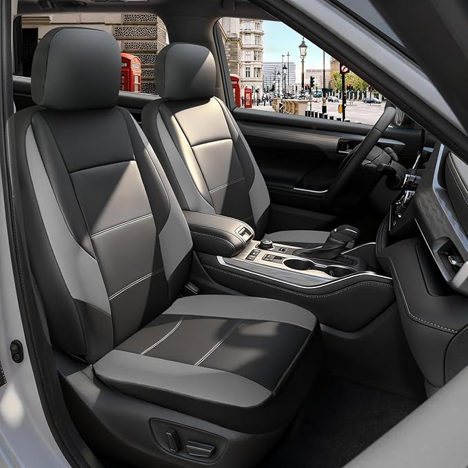 GIANT PANDA Front Car Seat Covers Custom Fit for Toyota Rav4 Camry Highlander Corolla Prius Corolla Cross Venza Avalon, Faux 