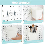 8 Pack Large Pegboard Bins with Hooks, Square Box Shape Peg Board Cups and Peg Board Accessories for Craft Room, Playroom, Of