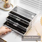 YUFONG Necklace Holder Organizer, Dustproof Necklace Box Velvet Necklace Organizer Box with Lid Clear Acrylic Dustproof Stack