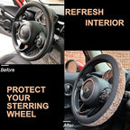 PINCTROT Chenille Leather Steering Wheel Cover, Soft Mottled Colors, Sweat-Proof, Non-Slip Grip, All-Season Comfort, Universa