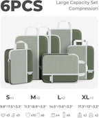 Percover Compression Packing Cubes 6-Piece Set, Packing Cubes Compression for Travel with Multi-Size Organization, Travel Org