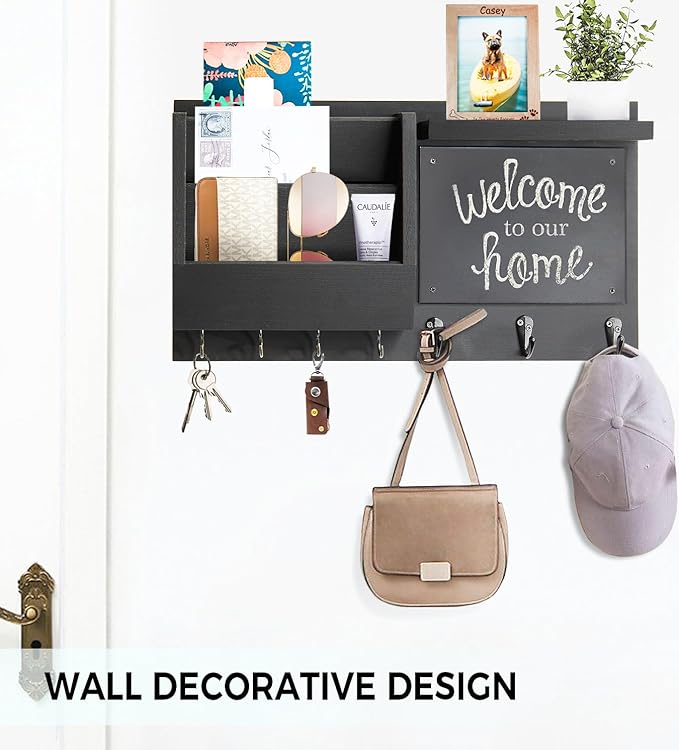Ziivita Key Holder for Wall - Mail Holder Organizer Wall Mount with Shelf - Hanging Key Rack Hanger with Hooks Decorative for