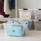 IRIS USA 54 Qt Stackable Plastic Storage Bins with Lids, 6 Pack - BPA-Free, Made in USA - See-Through Organizing Solution, La
