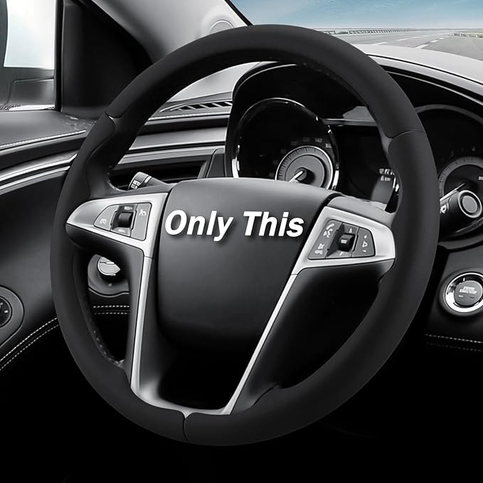 Steering Wheel Cover for Chevy (Chevrolet) Equinox 2010-2017/ GMC Terrain 2010-2017/ Buick Lacrosse 2010-2015/ Regal 2011-2013(Black)