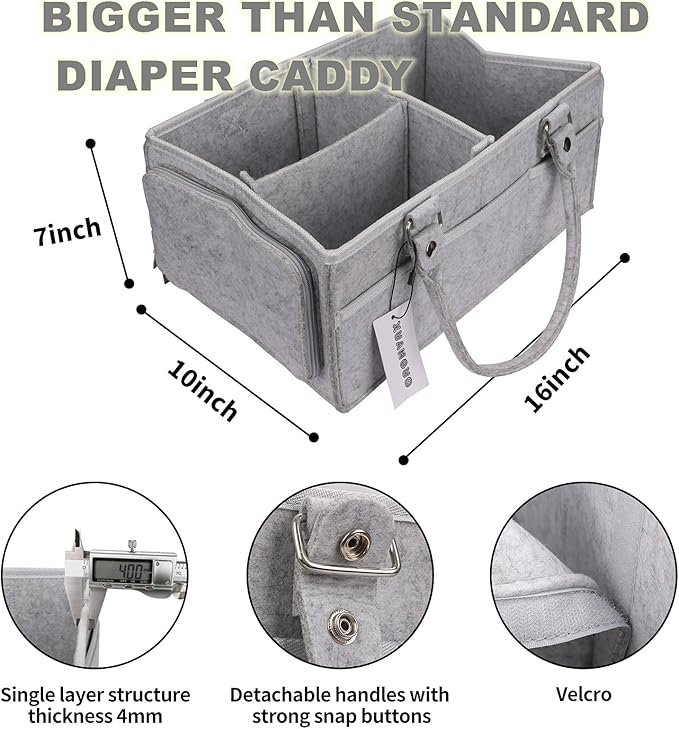 XUANGUO Baby Diaper Caddy Organizer with Handle - Gender Neutral Nursery Storage Bin Basket - Portable Tote Bag - Car Organiz