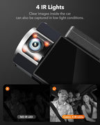 WOLFBOX i17 4K 3 Channel Dash Cam Built-in 5.8GHz WiFi with 64GB Card, 4K+1080P+1080P Dash Cam Front and Rear Inside, Triple 