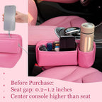 Aliceset 2 Pack Pink Car Seat Gap Filler Organizer with Cup Holder and Storage Leather Car Organizer for Keys Cards Phone Sunglasses and Small Items
