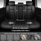 CAR PASS Back Seat Covers, Nappa Leather Rear Seat Bench Cushion Lined Sponge Waterproof Breathable PU Split Back Row Protect